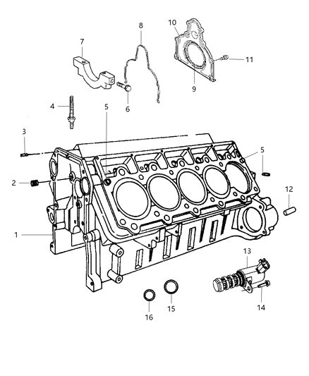 2010 Dodge Viper Cylinder Block & Hardware Diagram