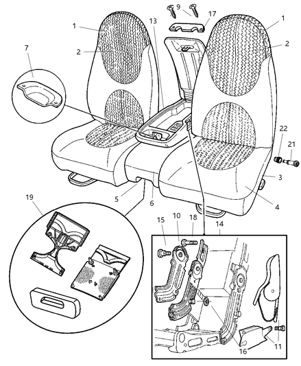 2000 Dodge Dakota Cover Seat Latch Diagram for 5014589AA