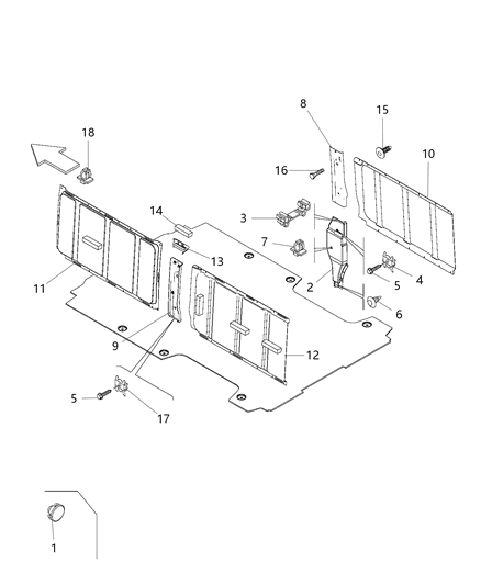 2020 Ram ProMaster 1500 Lower Trim Panel Cap Diagram for 68095446AA