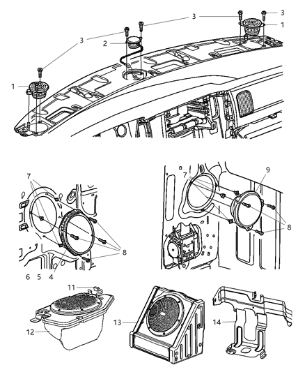2006 Dodge Ram 1500 Instrument Panel Speaker, Front Inner Diagram for 5081672AA