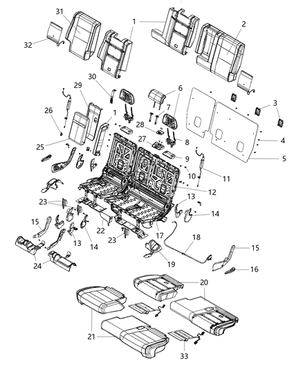 2015 Jeep Grand Cherokee Rear Seat - Split Seat Diagram 9 - Thumbnail