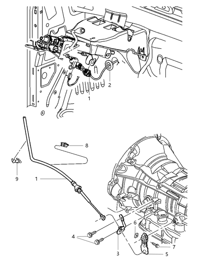 2012 Ram 2500 Gearshift Lever , Cable And Bracket Diagram 1 - Thumbnail