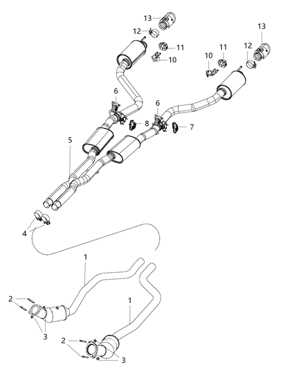 2017 Dodge Charger Muffler And Tailpipe Exhaust Diagram for 68293976AC