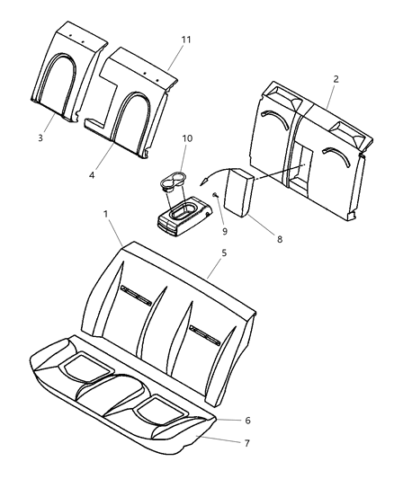 2002 Dodge Intrepid Cushion Rear Seat Diagram for WJ331L5AA