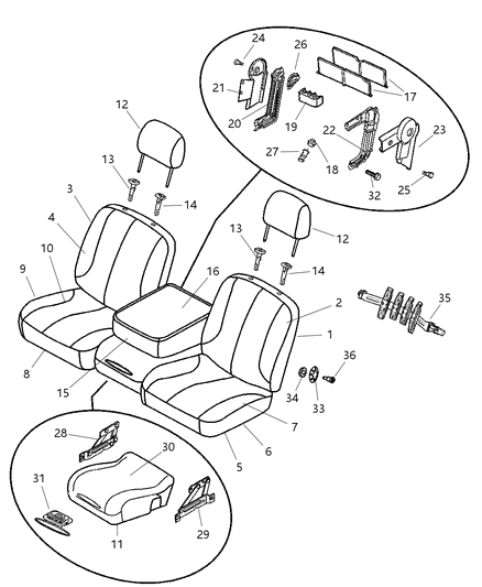 2005 Dodge Ram 2500 Front, Leather Diagram 1 - Thumbnail