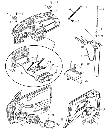 1999 Chrysler Sebring CD Player Diagram for 82202700