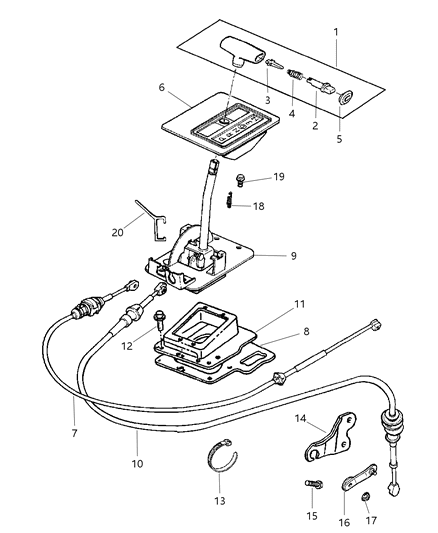 1997 Jeep Cherokee Gearshift Controls of Automatic Transmission Diagram
