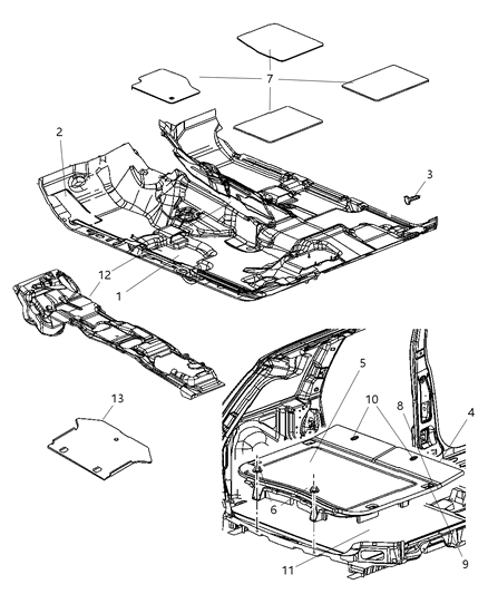 2006 Jeep Grand Cherokee Mat Kit Floor Diagram for 1EU731DHAA