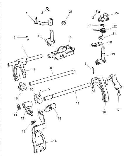1999 Chrysler Sebring Coupe Fork & Rail Diagram