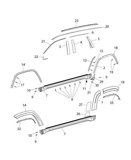 2016 Jeep Grand Cherokee Corner Molding Diagram for 68257466AB