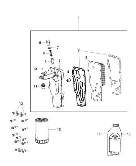 2020 Ram 3500 Cab Chassis Engine Oil, Engine Oil Filter, Adapter/Cooler And Splashguard Diagram 2 - Thumbnail