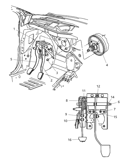 2004 Chrysler PT Cruiser Clutch Pedal Diagram 3 - Thumbnail