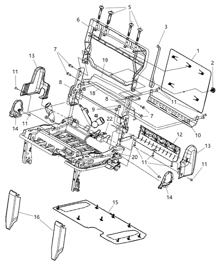 2005 Dodge Caravan Rear Seat - 60/40 Fold Flat Diagram 1 - Thumbnail