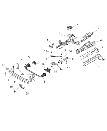 2018 Jeep Renegade Bracket Radiator Support Diagram for 68405401AA