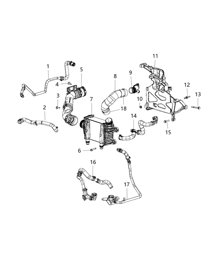 2020 Jeep Wrangler Hose Radiator Inlet Diagram for 68282496AF
