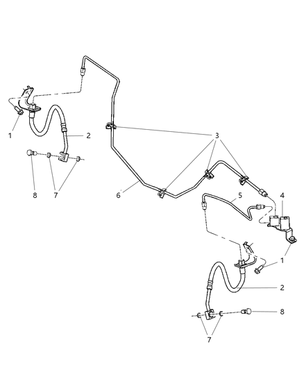 2005 Dodge Dakota Hose Brake Diagram for 52013610AA