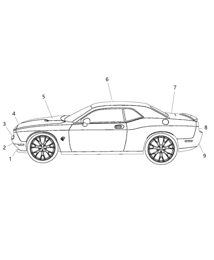 2020 Dodge Challenger Stripe, Gray Diagram for 6EG05RXAAB