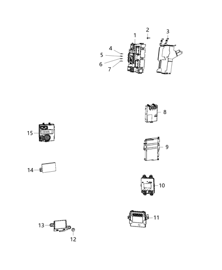 2018 Jeep Compass Module Body Controller Diagram for 68369350AB