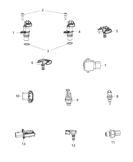 2017 Ram 3500 Pickup Sensors, Engine Diagram 2 - Thumbnail