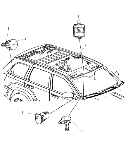 2005 Jeep Grand Cherokee Lamp - Courtesy - Dome - Reading Diagram