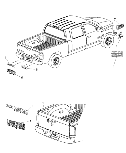 2010 Dodge Ram 2500 Emblem, Rear Diagram for 55277435AC