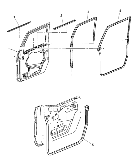2008 Jeep Wrangler Weatherstrips - Front Door Diagram