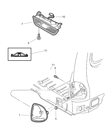2003 Dodge Durango High Mount Lamp, Rear Diagram for 55076679