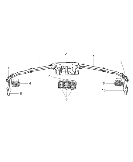 2004 Dodge Grand Caravan Louver, Green, Outer Passenger Side Diagram for SC95ZP7AA