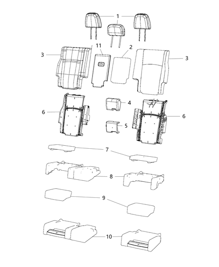 2014 Dodge Journey Second Row - Split Seat Diagram 1 - Thumbnail