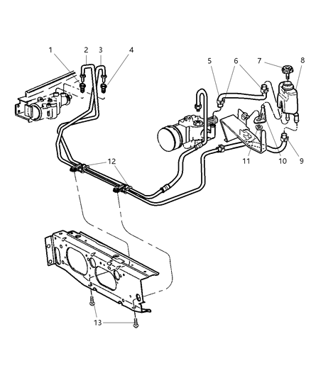2001 Jeep Cherokee Power Steering Hoses And Reservoir Diagram 2 - Thumbnail