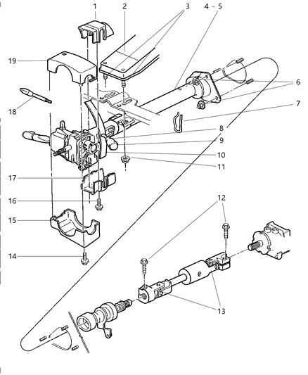 2000 Dodge Ram 3500 Regular Cab Column, Steering, Upper And Lower Diagram