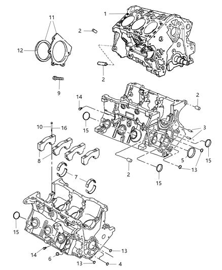 2009 Jeep Wrangler Engine Cylinder Block & Hardware Diagram 2 - Thumbnail