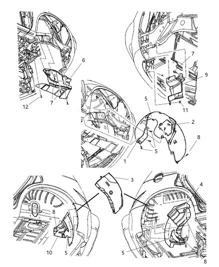 2005 Chrysler PT Cruiser Shields - Fenders & Quarter Panel Diagram