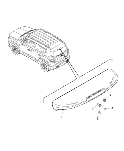 2019 Jeep Renegade Side Spoiler Retainer Diagram for 68255569AA