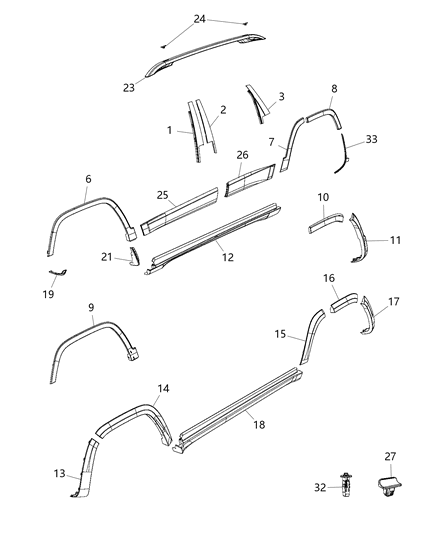 2017 Jeep Cherokee Shield Splash Mud Flap Splash Rear Wheelhouse Diagram for 68280410AA