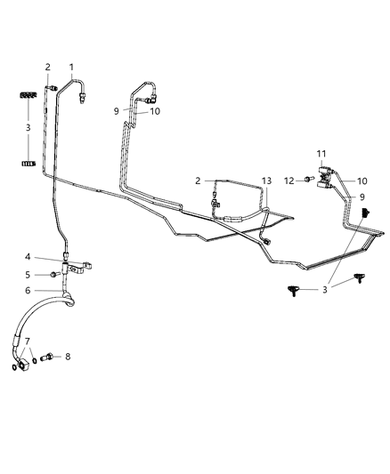 2007 Jeep Wrangler Brake Tubes & Hoses, Front Diagram 2 - Thumbnail