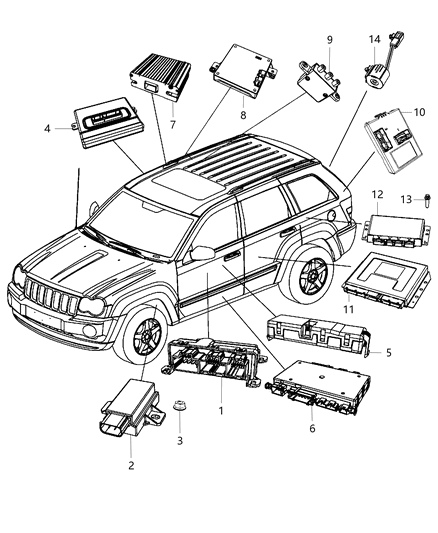 2011 Jeep Grand Cherokee Module Bracket Diagram for 5057649AB