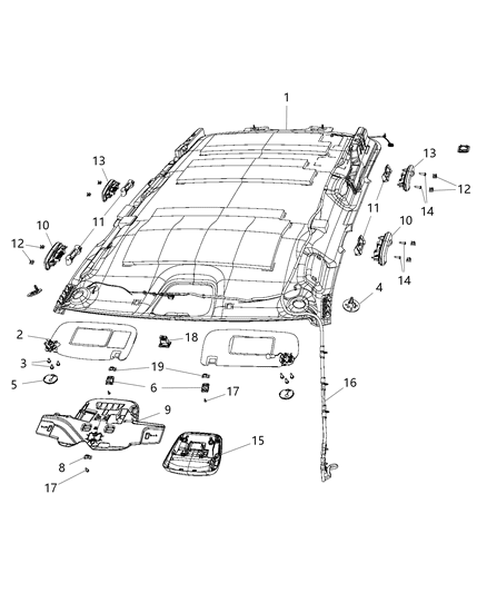 2013 Jeep Grand Cherokee Headliner Diagram for 1TH73HDAAA