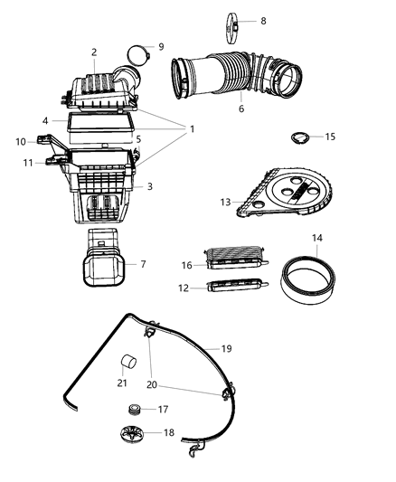 2009 Dodge Durango Element Air Cleaner Diagram for 53032527AB