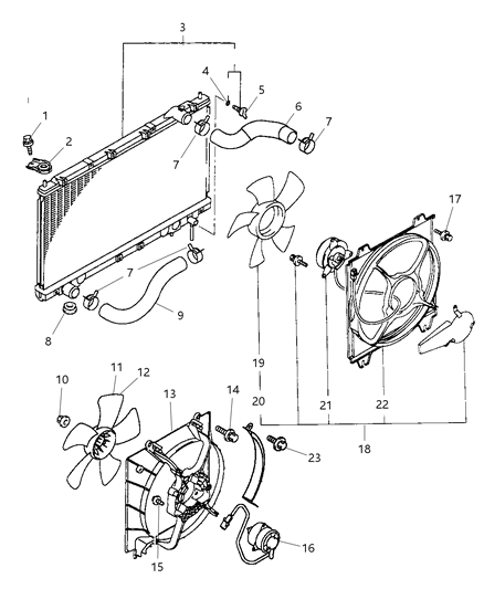 1997 Dodge Avenger Radiator Diagram for MR127911