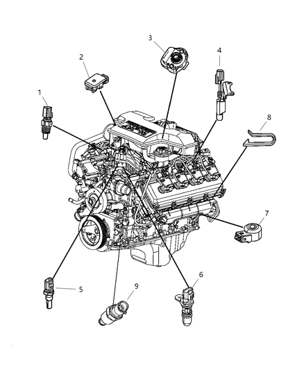 2006 Dodge Durango Sensors - Engine Diagram 3 - Thumbnail