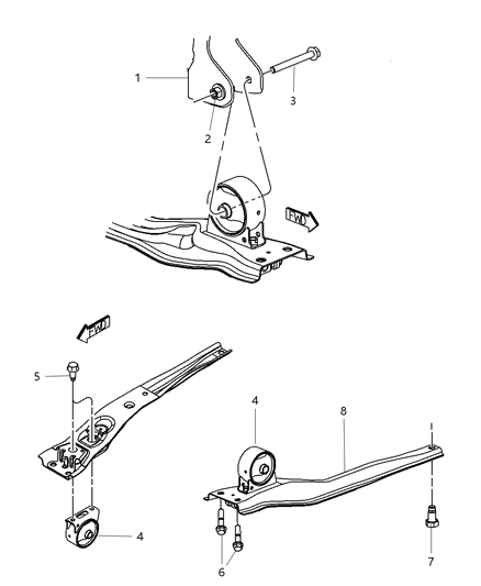2008 Dodge Caliber Support Engine Mount Diagram for 68020291AB