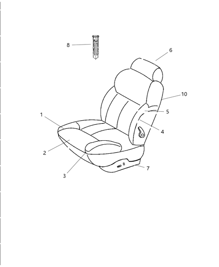 2003 Chrysler Concorde Seat Cover, Sandstone, Front Diagram for WX161T5AA