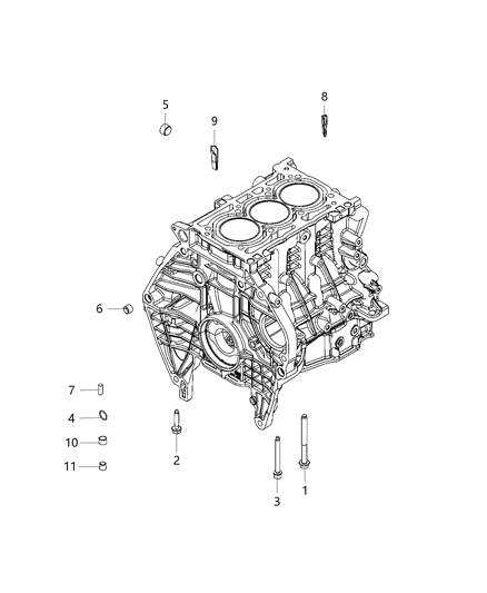 2019 Jeep Renegade Engine Cylinder Block & Hardware Diagram 1 - Thumbnail
