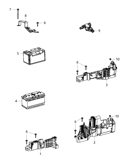 2017 Jeep Wrangler Battery Tray & Support Diagram 1 - Thumbnail