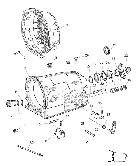 2006 Jeep Commander Transmission Case & Related Parts Diagram 1 - Thumbnail