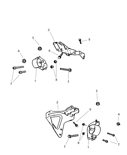 2002 Dodge Dakota Engine Mounting, Front Diagram 6 - Thumbnail
