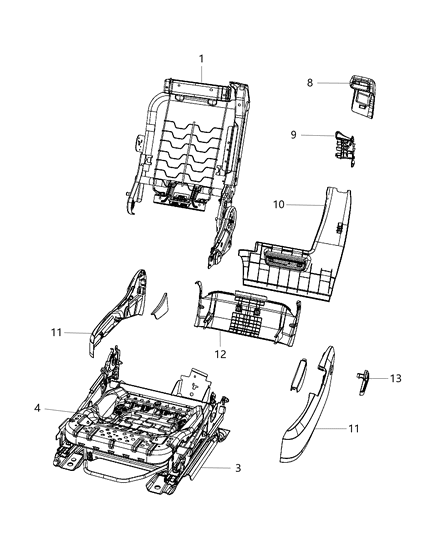2012 Chrysler 200 Driver Seat - Manual Diagram 1 - Thumbnail