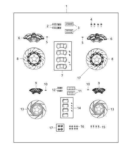 2018 Dodge Charger Rotor Brake Front Diagram for 68184587AD