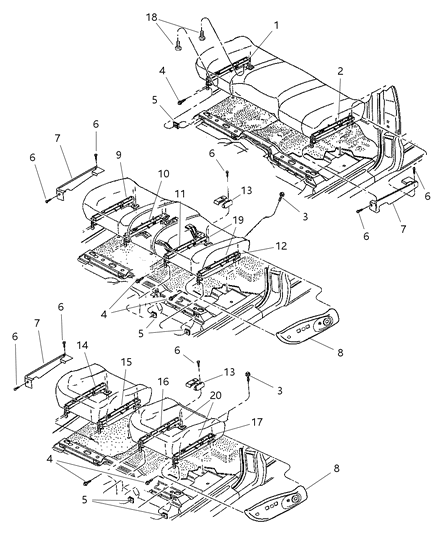 1998 Dodge Dakota Adjuster Power Seat, Inner Driver Side Diagram for 5012531AA